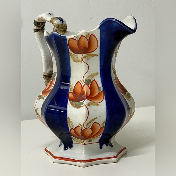 19th Century Antique Gaudy Welsh Glamorgan Pattern Footed Octagonal Luster Jug - Picture 4 of 13